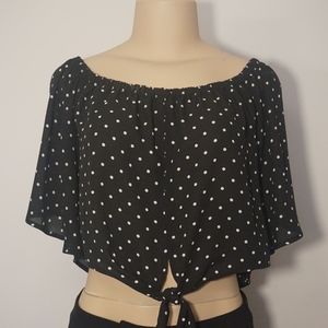 Pocker dot navy blue crop top size L